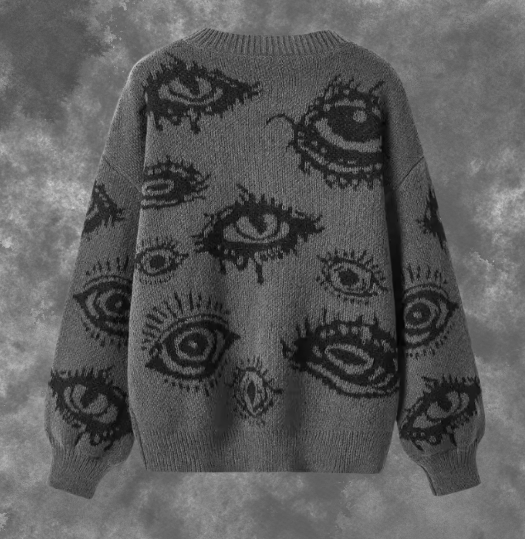 Eye Print Long Sleeve Sweater